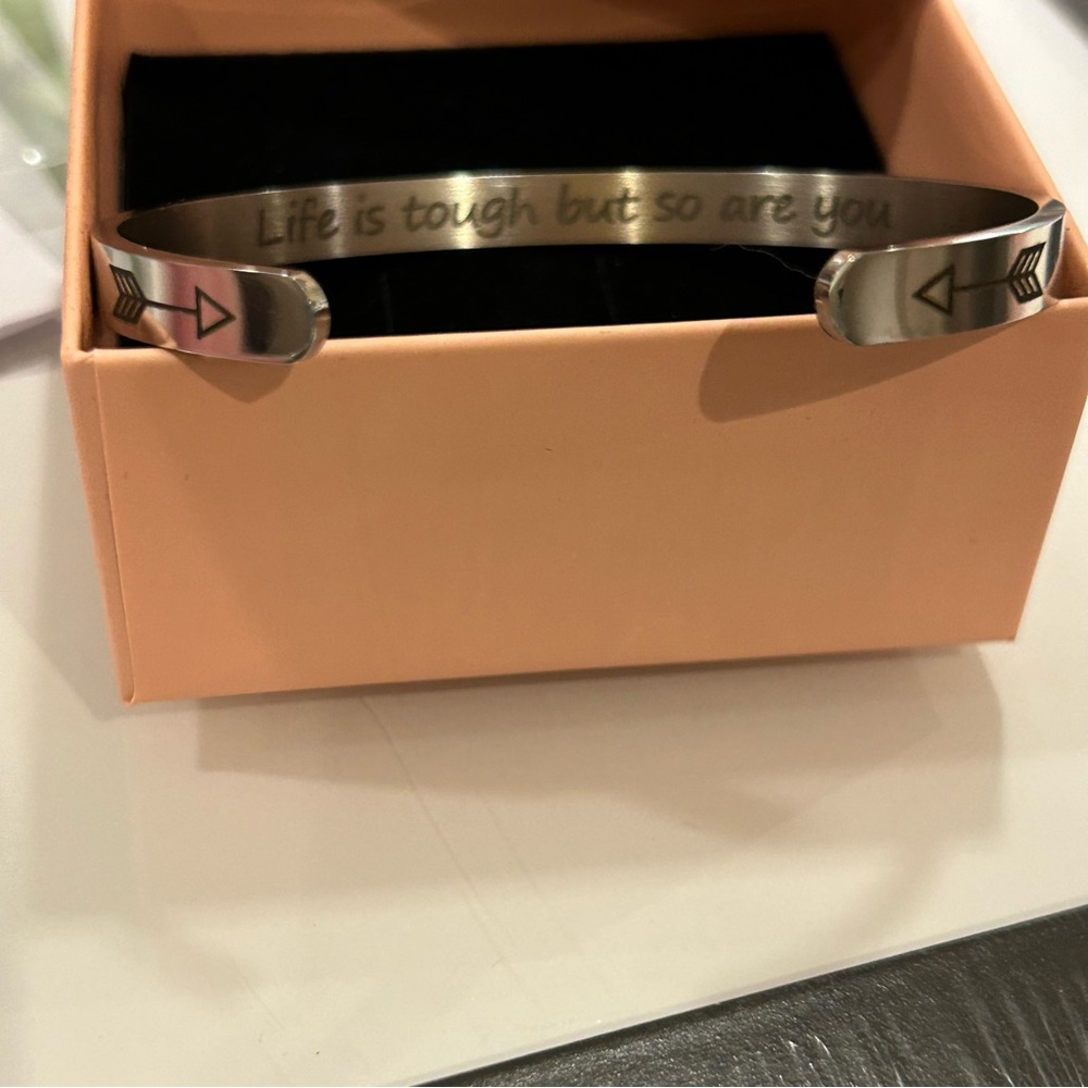 Inspirational Stainless Steel Cuff Bracelet - Picture 10 of 13
